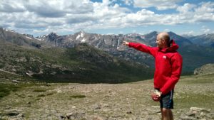 Cody pointing out the snow over yonder. 